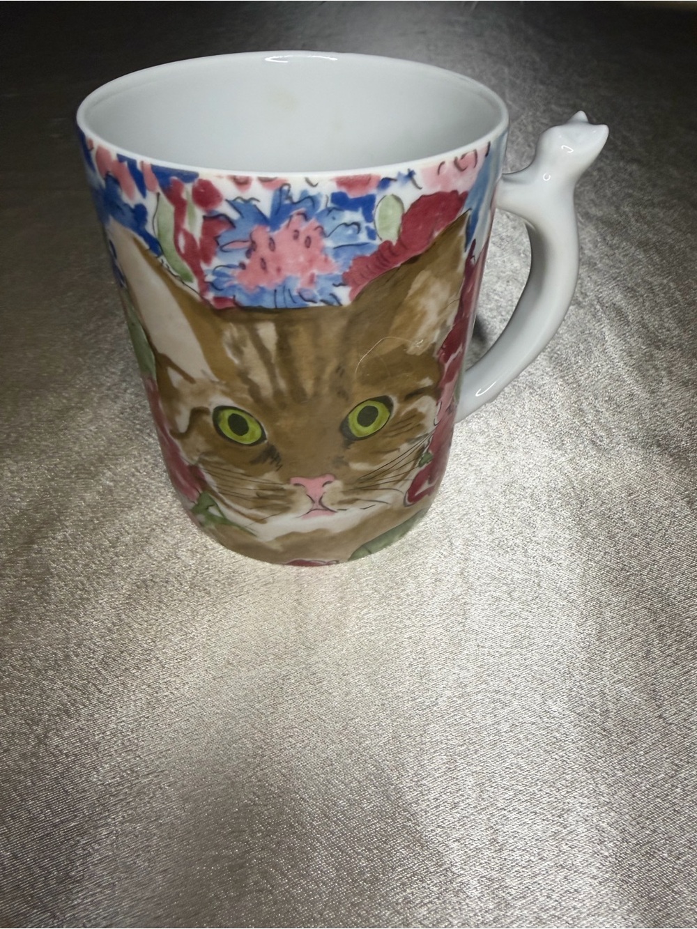 Vintage 1985 Minou-ettes Coeur Porcelain Coffee Mug Cat Handle C. Pradalie